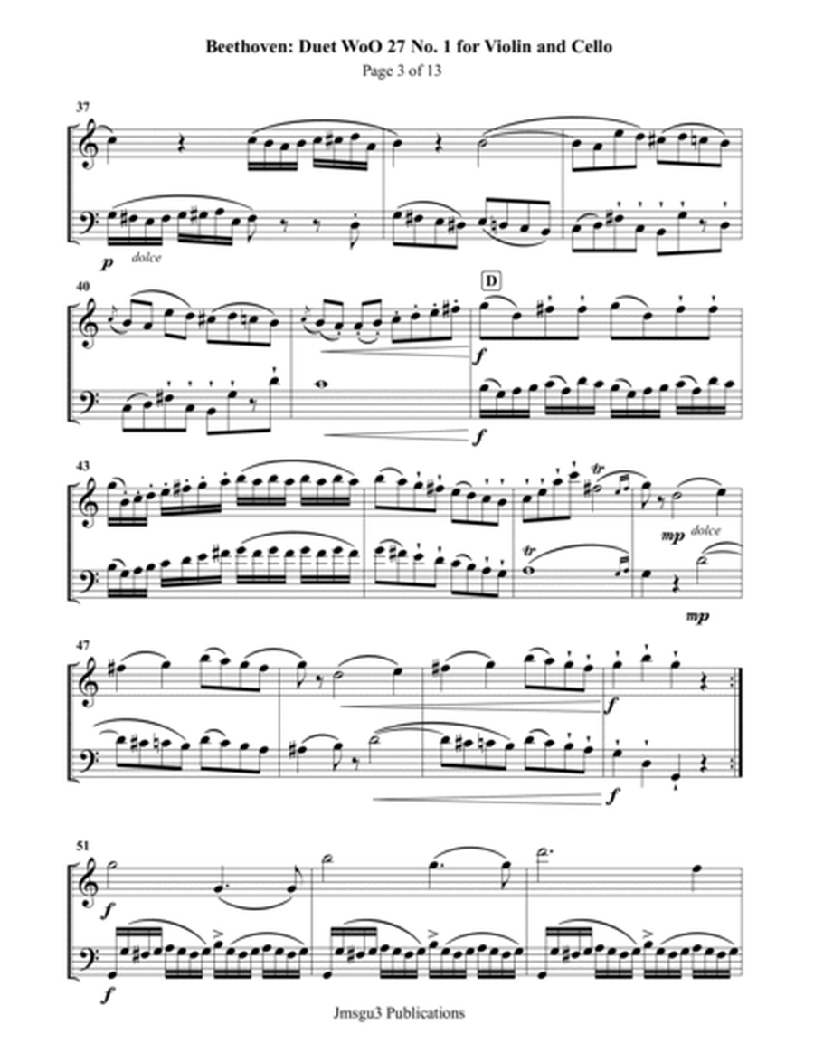 Beethoven: Duet WoO 27 No. 1 for Violin & Cello image number null