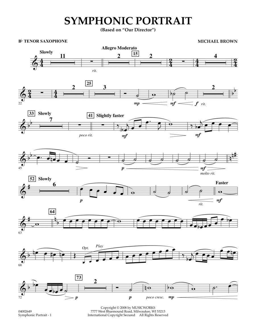 Symphonic Portrait (based on Our Director) - Bb Tenor Saxophone