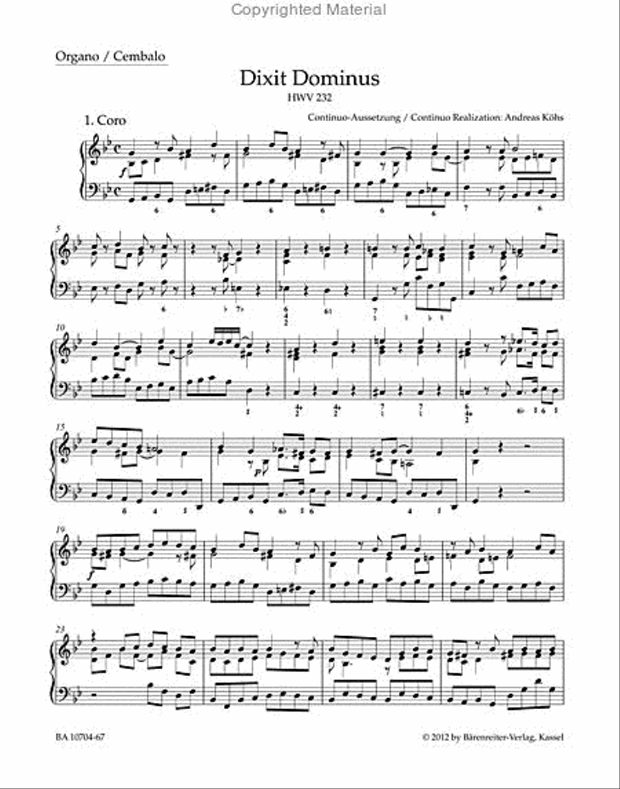 Dixit Dominus HWV 232 (Psalm 109) Harpsichord scores gallery preview page 2
