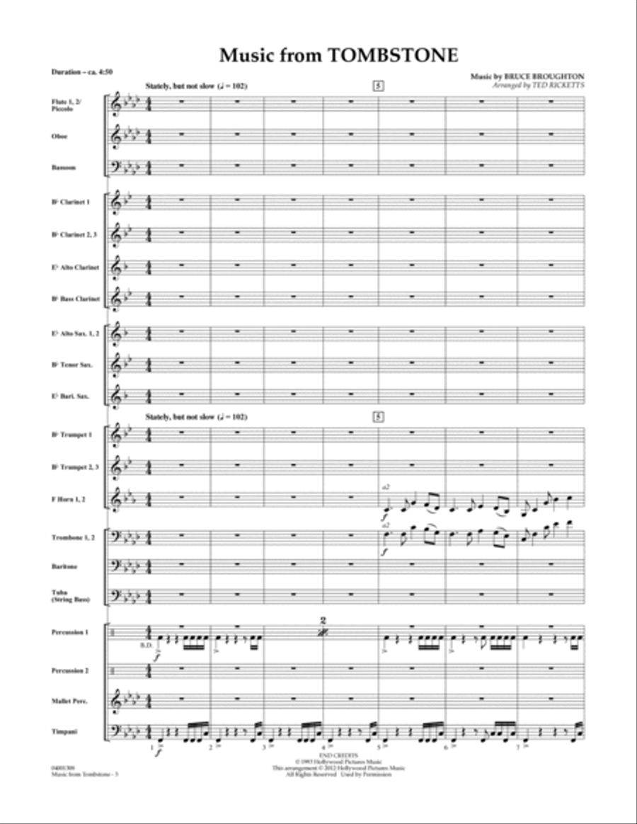 Music From Tombstone - Full Score Concert Band scores gallery preview page 2