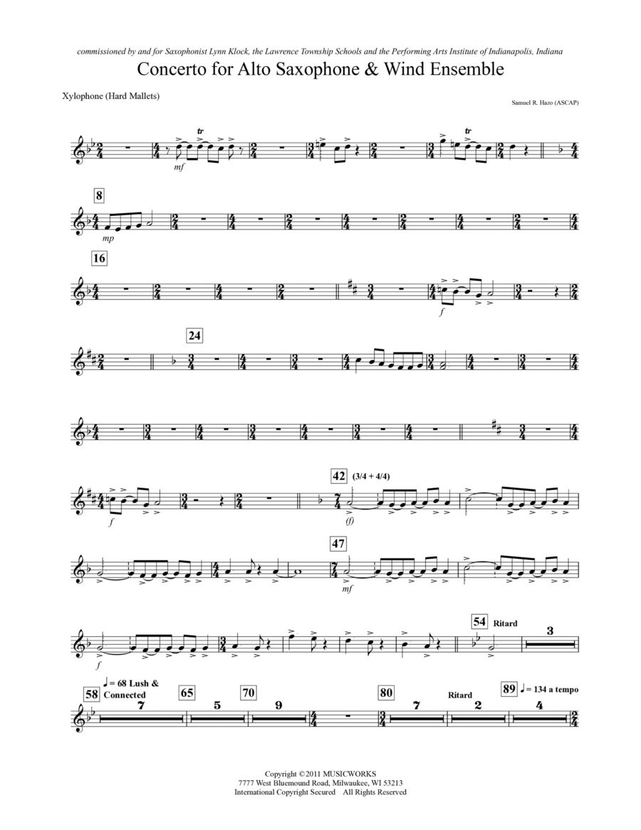 Concerto For Alto Saxophone And Wind Ensemble - Xylophone