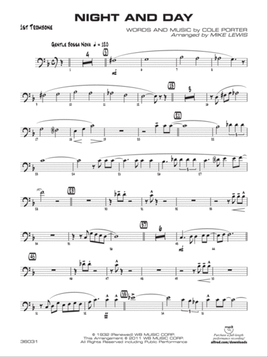 Night and Day: 1st Trombone Jazz Ensemble scores gallery preview page 1