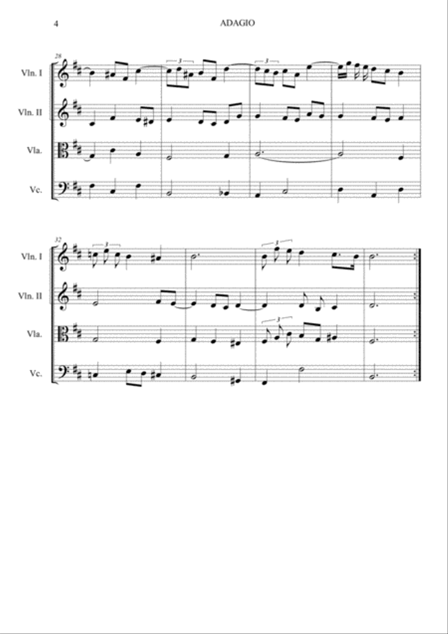 ADAGIO - J.M. Leclair - Arr. for String quartet - With parts ADAGIO - J.M. Leclair - Arr. for String quartet - With parts String Quartet scores gallery preview page 4