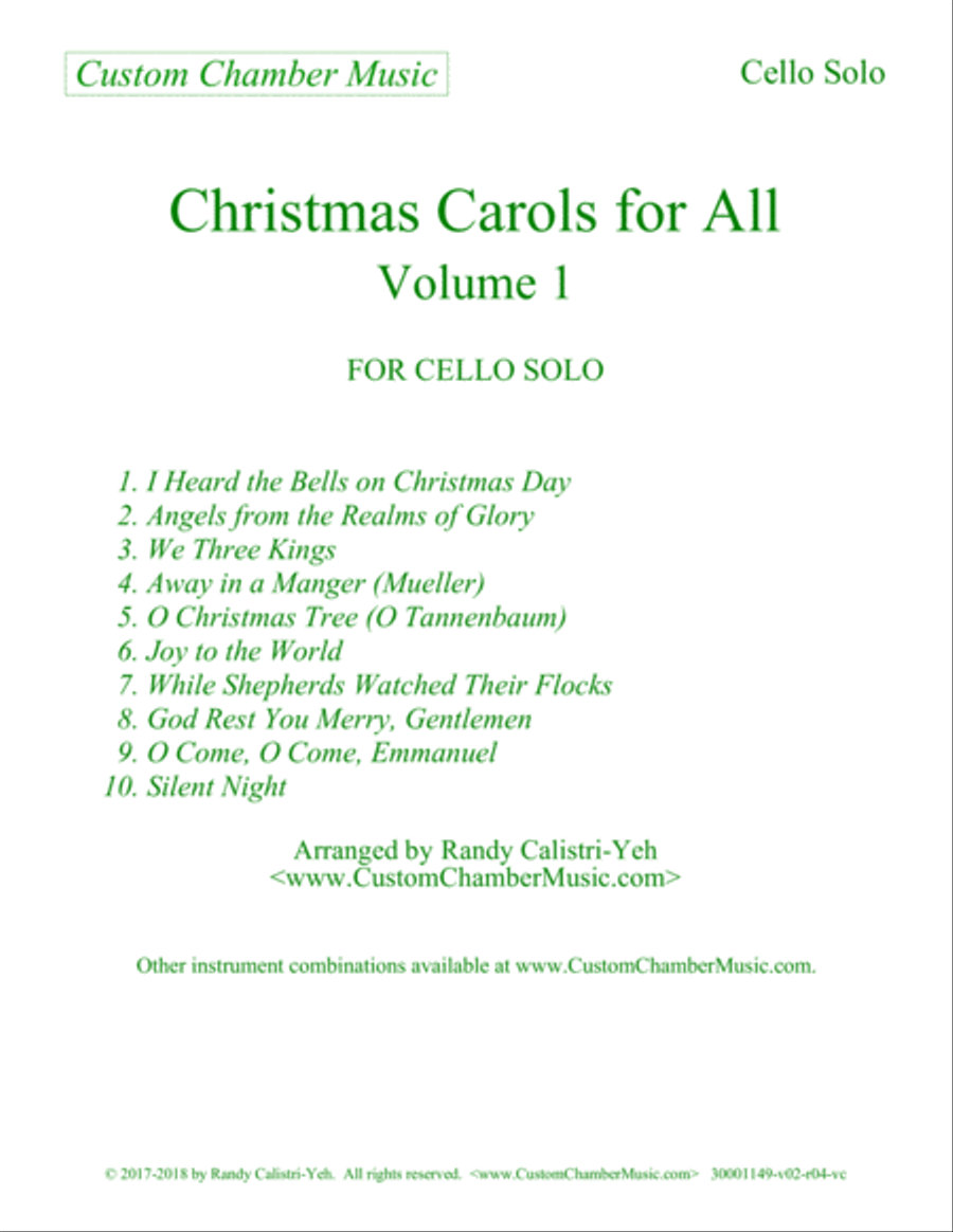 Christmas Carols for All, Volume 1 (for Cello Solo) image number null