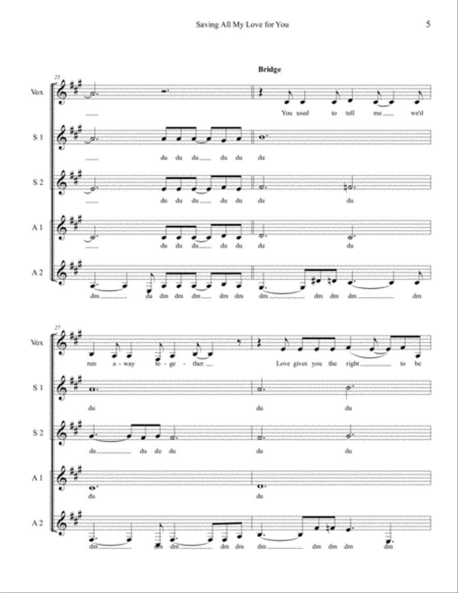 Saving All My Love For You SSAA scores gallery preview page 5