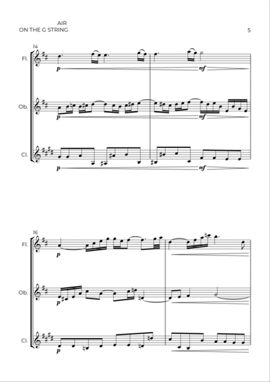 AIR ON THE G STRING - WIND TRIO (FLUTE, OBOE & CLARINET) Woodwind Trio scores gallery preview page 5