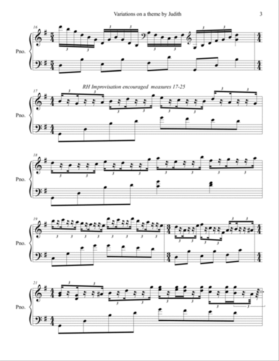 Variations on a Theme By Judith Piano Solo scores gallery preview page 3