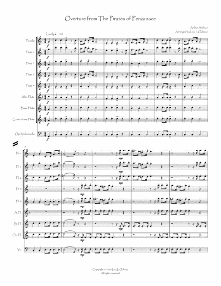 Overture from The Pirates of Penzance for Flute Choir Flute Choir scores gallery preview page 3