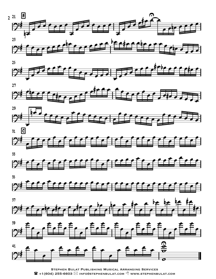 Cello Suite No 1 in G - Prelude (Bach) - arranged for solo cello, bass clef or treble clef instrumen Large Ensemble scores gallery preview page 3