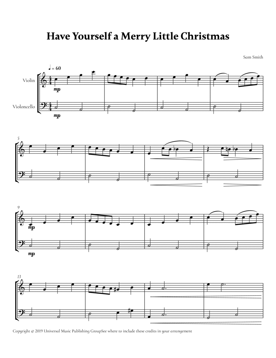 Have Yourself A Merry Little Christmas Score and Parts scores gallery preview page 1