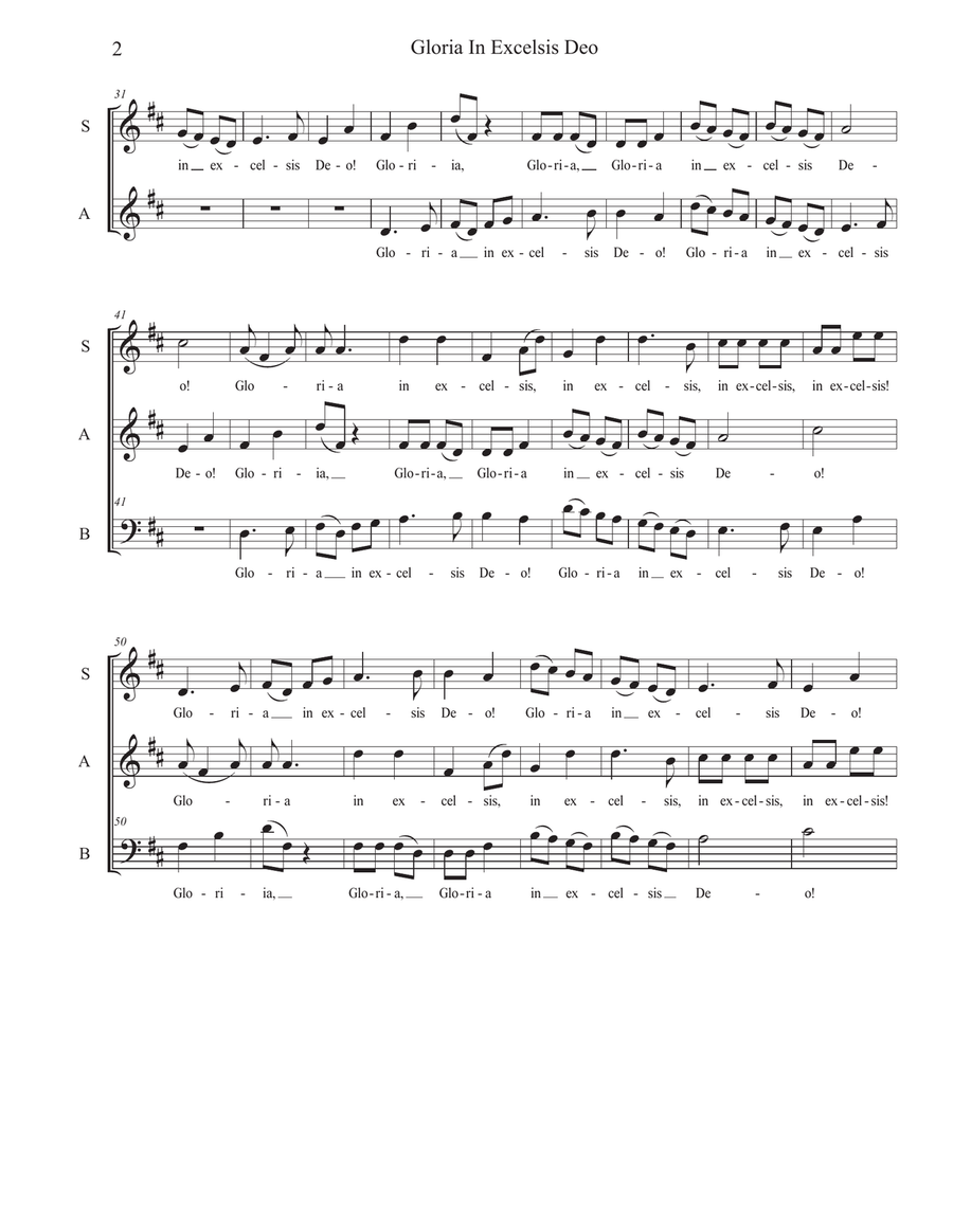 Gloria In Excelsis Deo (SAB) 3-Part scores gallery preview page 2