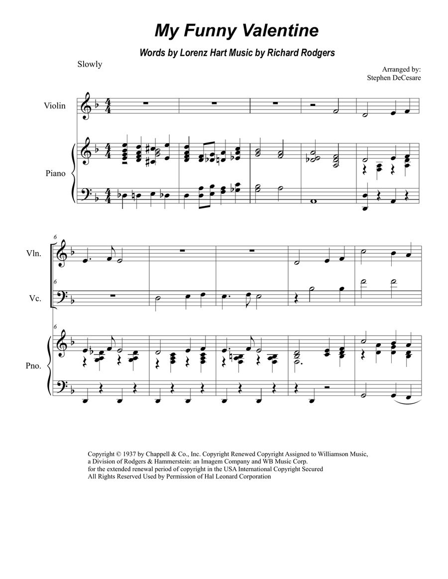 My Funny Valentine My Funny Valentine Piano Trio scores gallery preview page 1