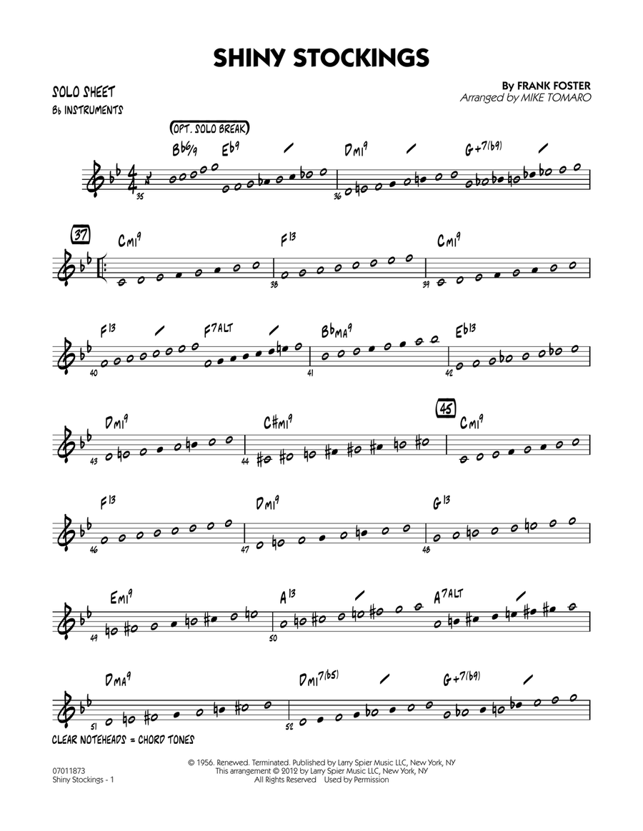 Shiny Stockings - Bb Solo Sheet Jazz Ensemble scores gallery preview page 1