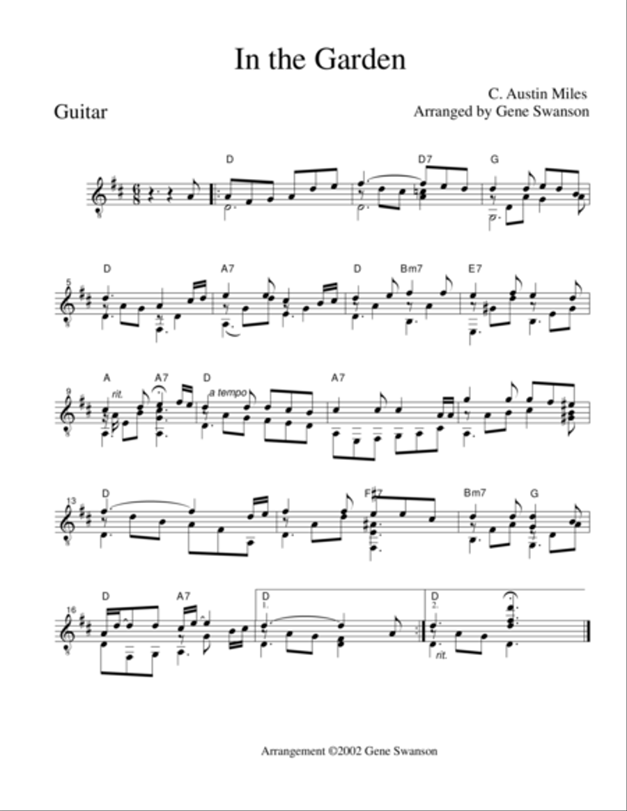 In The Garden Guitar Solo scores gallery preview page 1