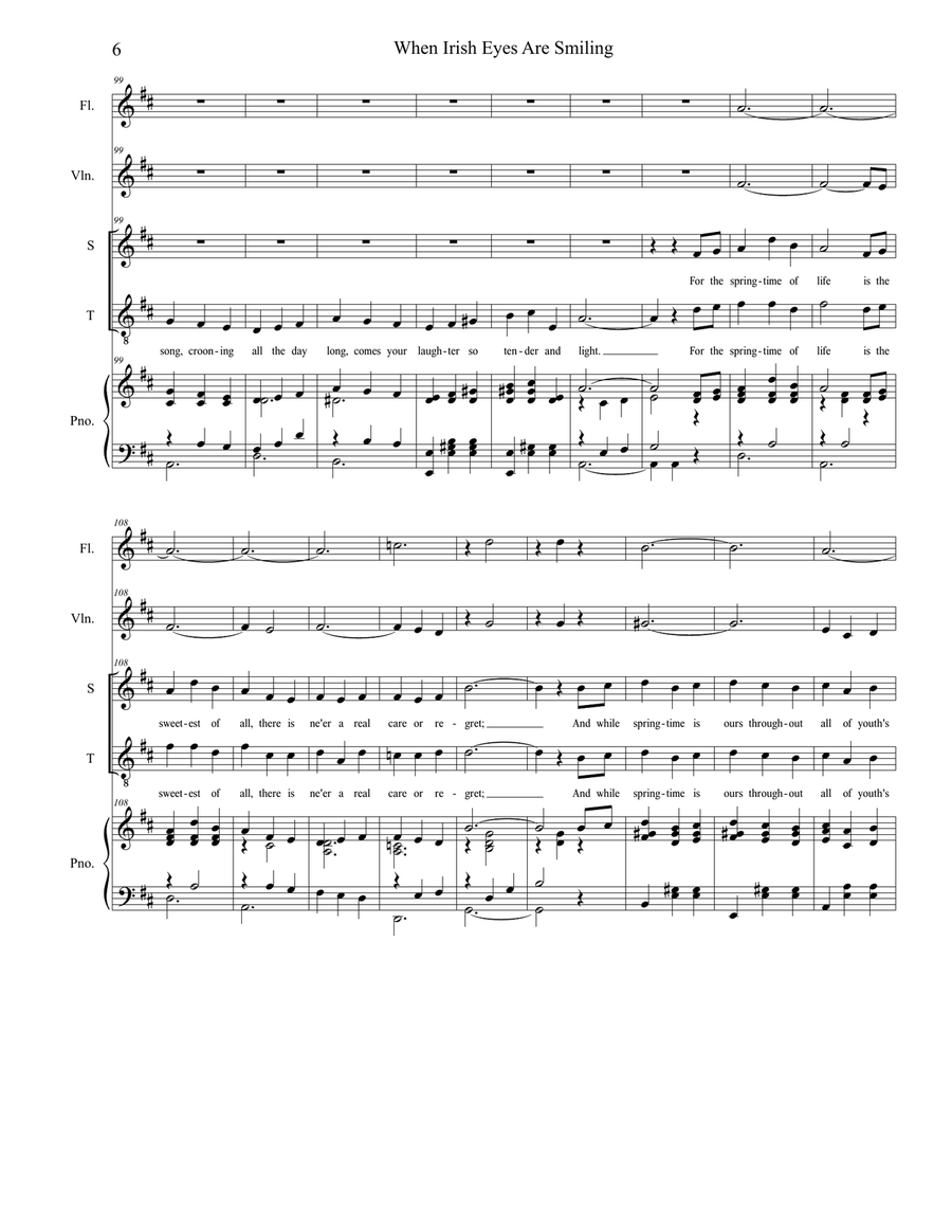 When Irish Eyes Are Smiling (for 2-part choir - (Soprano & Tenor) 2-Part scores gallery preview page 6