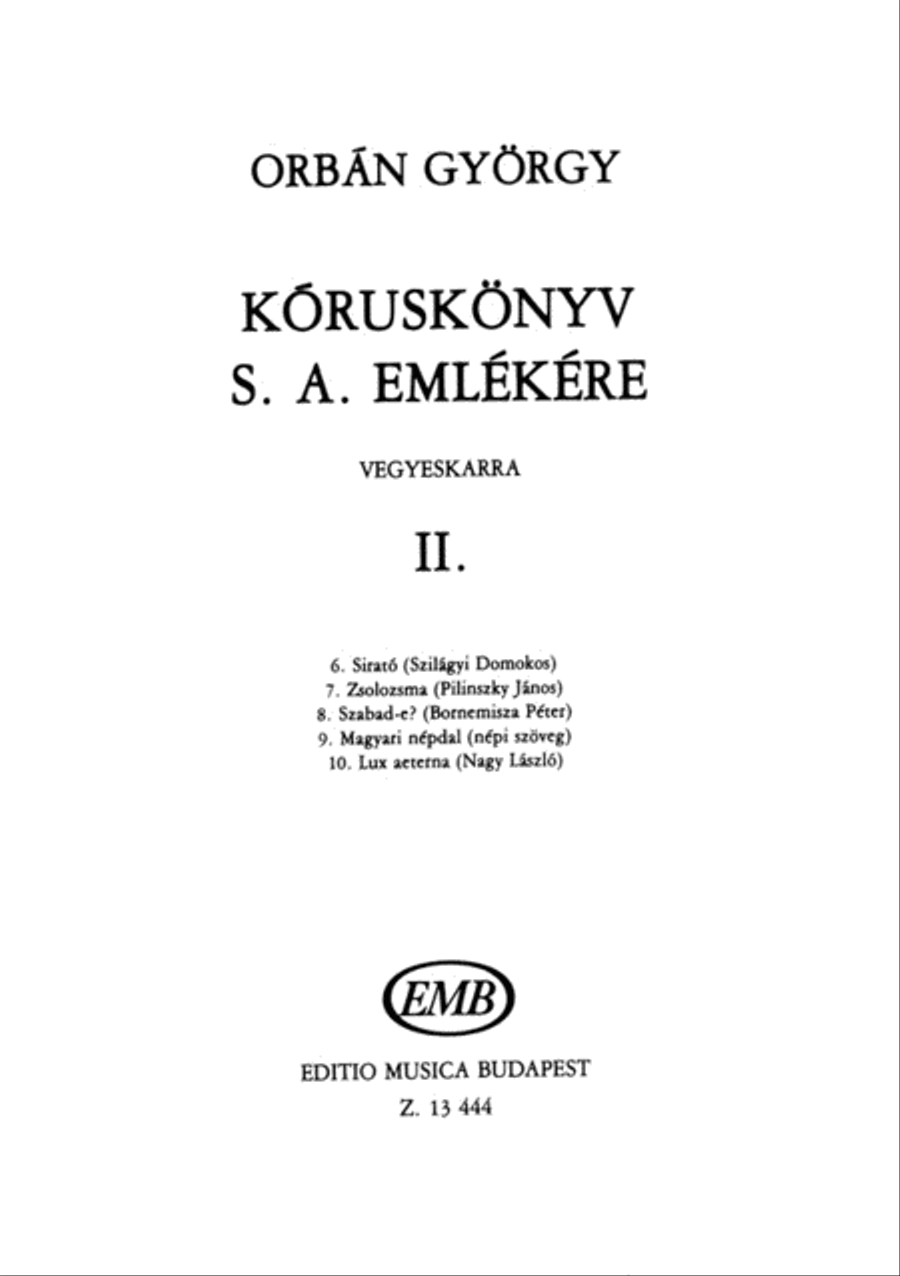 Chorus Book in Memory S. A. II.