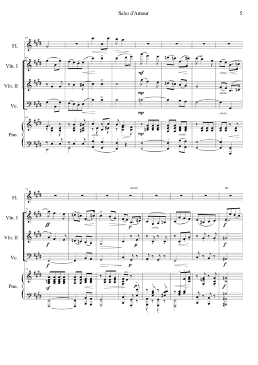 Salut d'amour Flute scores gallery preview page 5