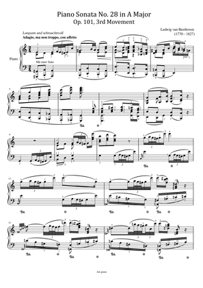 Beethoven - Piano Sonata No.28 in A Major,Op.101 3rd Mov - Original With Fingered For Piano Solo