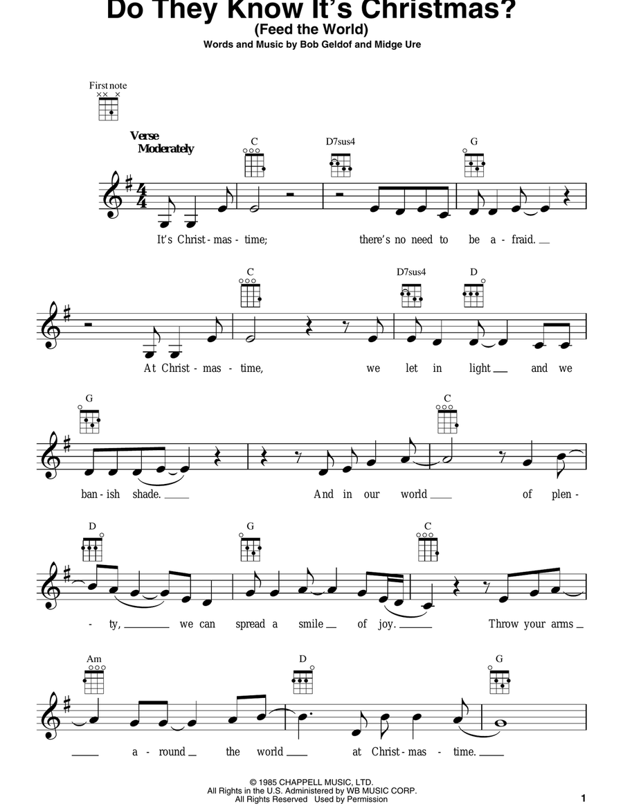 Do They Know It's Christmas? (Feed The World) Ukulele scores gallery preview page 1
