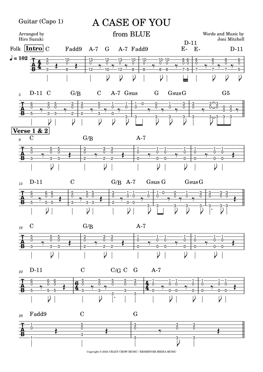 A Case Of You A Case Of You Acoustic Guitar scores gallery preview page 1