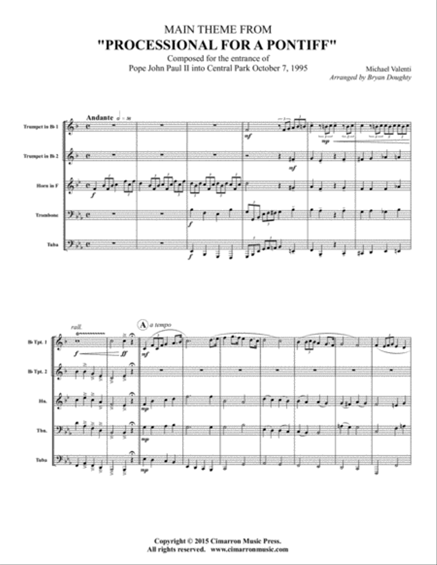 Processional for a Pontiff Brass Quintet scores gallery preview page 2