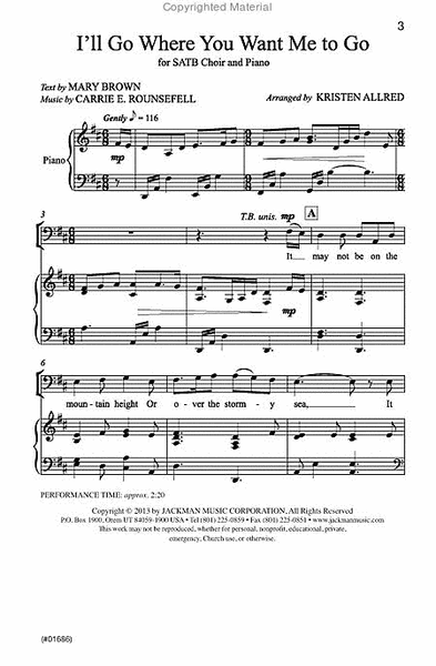 I'll Go Where You Want Me to Go - SATB - Allred image number null