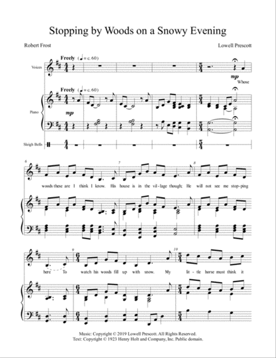 Stopping by Woods on a Snowy Evening Unison Choir scores gallery preview page 2