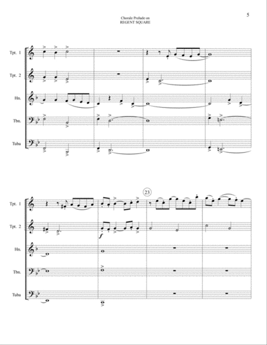 Chorale Prelude on Regent Square - Brass Quintet Brass Quintet scores gallery preview page 5