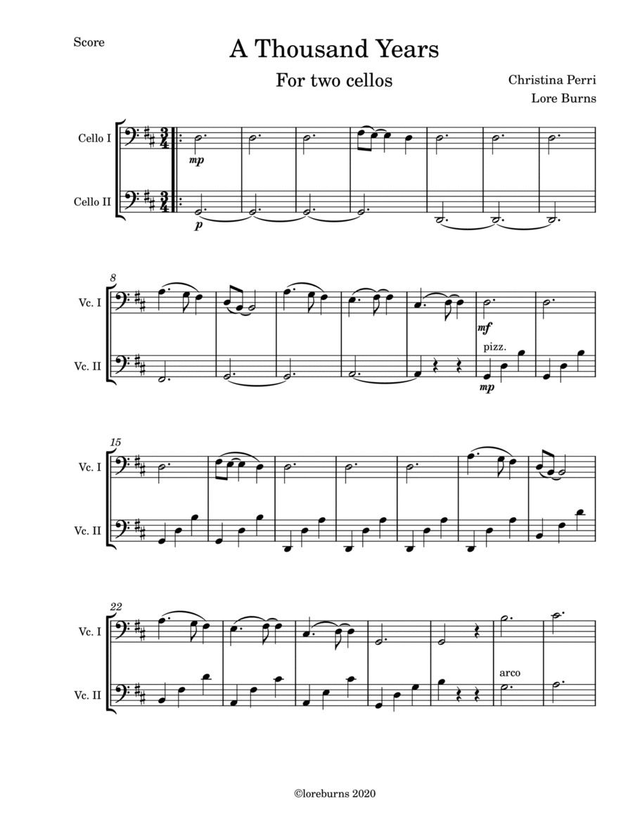 A Thousand Years String Duet scores gallery preview page 1