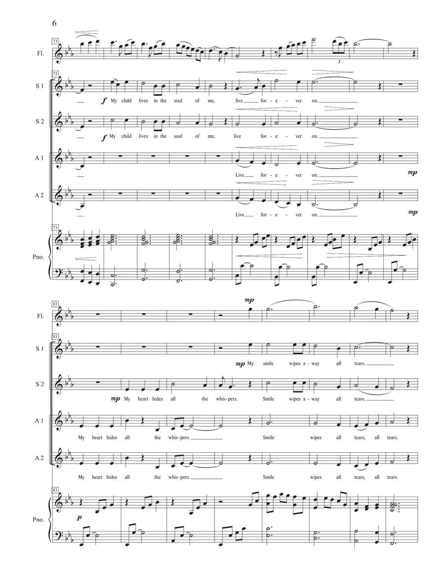 My Child - SSAA with piano and flute accompaniment SSAA scores gallery preview page 6