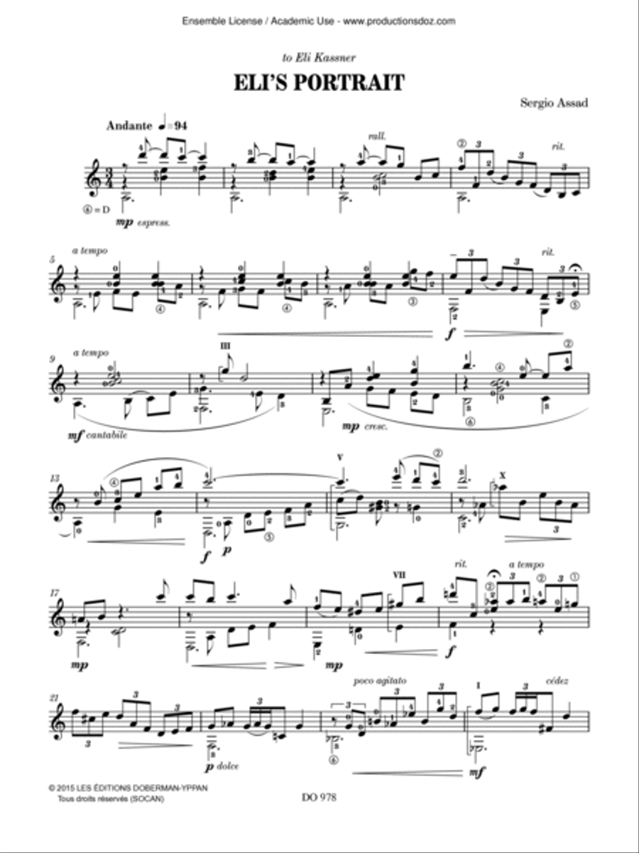 Eli’s Portrait Eli’s Portrait Classical Guitar scores gallery preview page 3