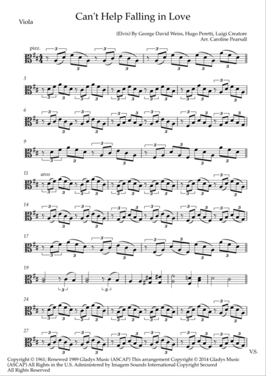 Can't Help Falling In Love String Trio scores gallery preview page 1