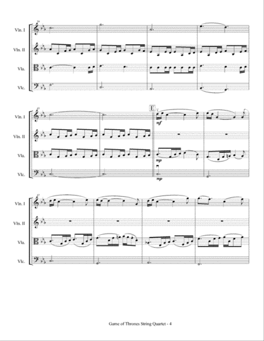 Game Of Thrones Game Of Thrones String Quartet scores gallery preview page 5