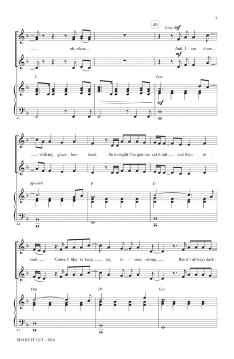 Shake It Out SSA scores gallery preview page 6