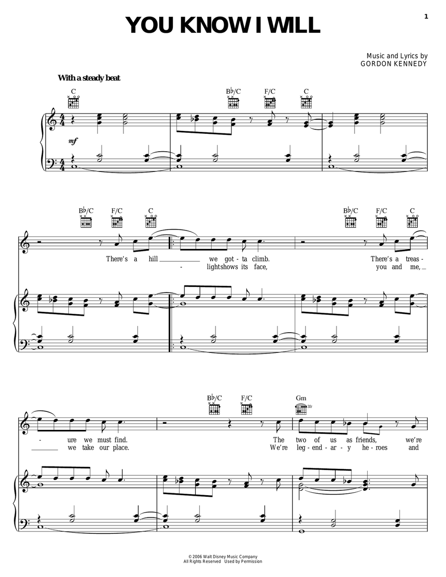 You Know I Will Piano, Vocal, Guitar scores gallery preview page 1