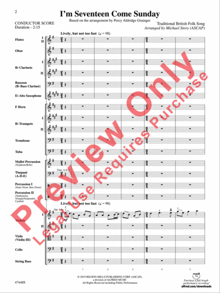 I'm Seventeen Come Sunday Full Orchestra scores gallery preview page 3