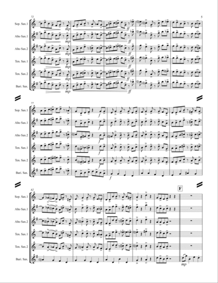 Parade of the Wooden Soldiers (for Saxophone Quintet SATTB or AATTB) Saxophone Quintet scores gallery preview page 6