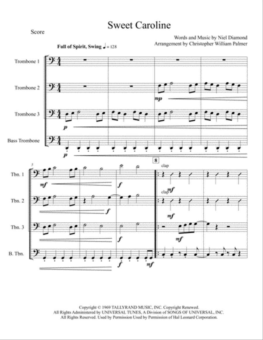 Sweet Caroline Brass Ensemble scores gallery preview page 2