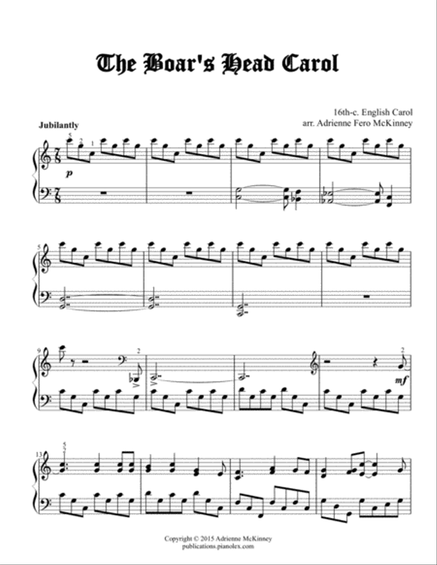 The Boar's Head Carol - Piano solo arrangement image number null