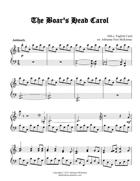 The Boar's Head Carol - Piano solo arrangement image number null