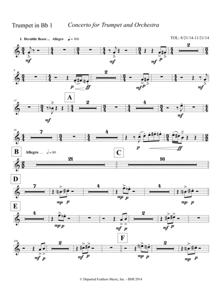 Concerto for Trumpet and Orchestra (2011) Trumpet part 1