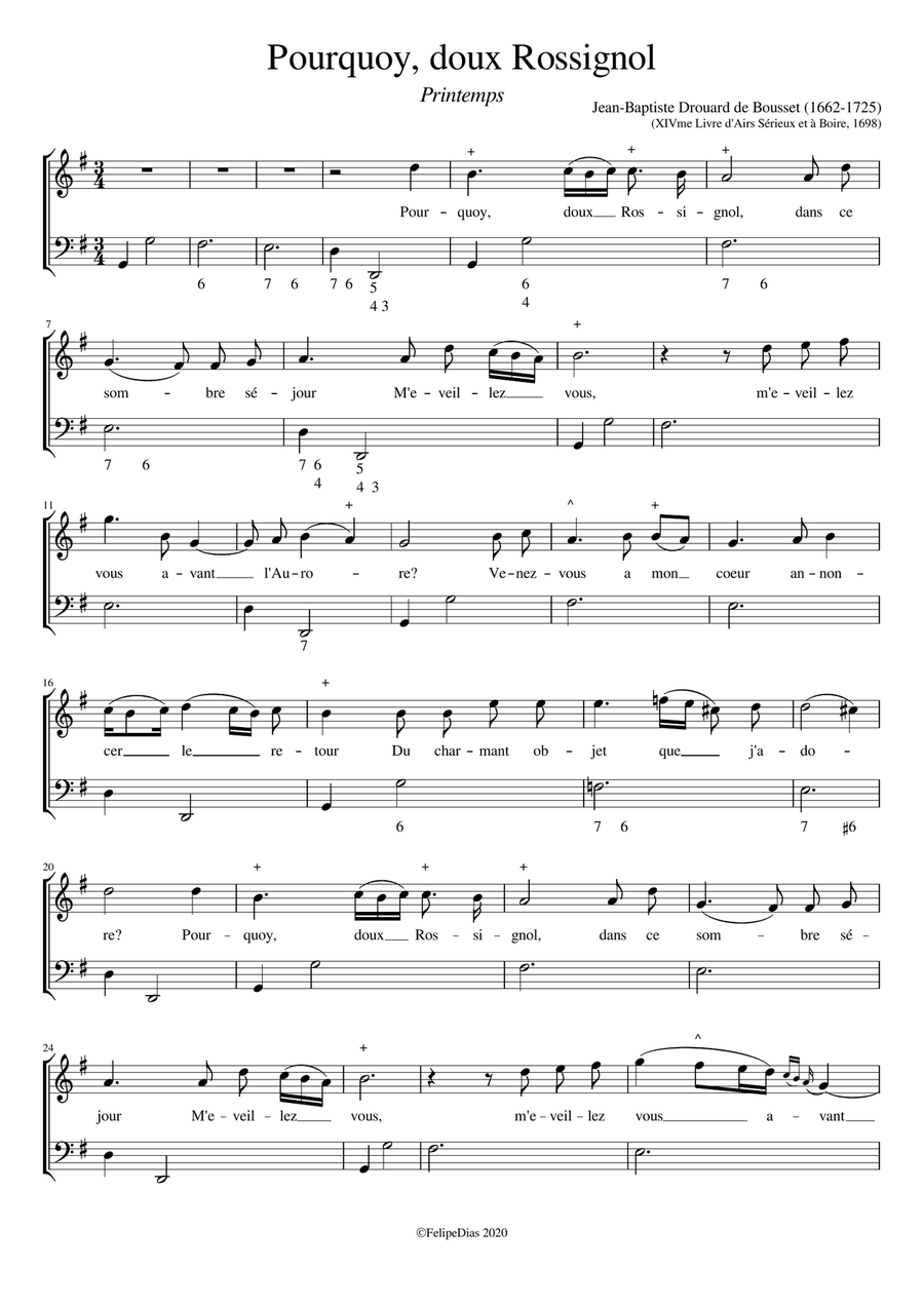 Pourquoy doux Rossignol Voice Solo scores gallery preview page 1