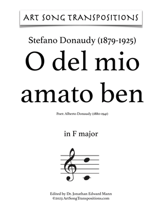 Book cover for DONAUDY: O del mio amato ben (transposed to F major)