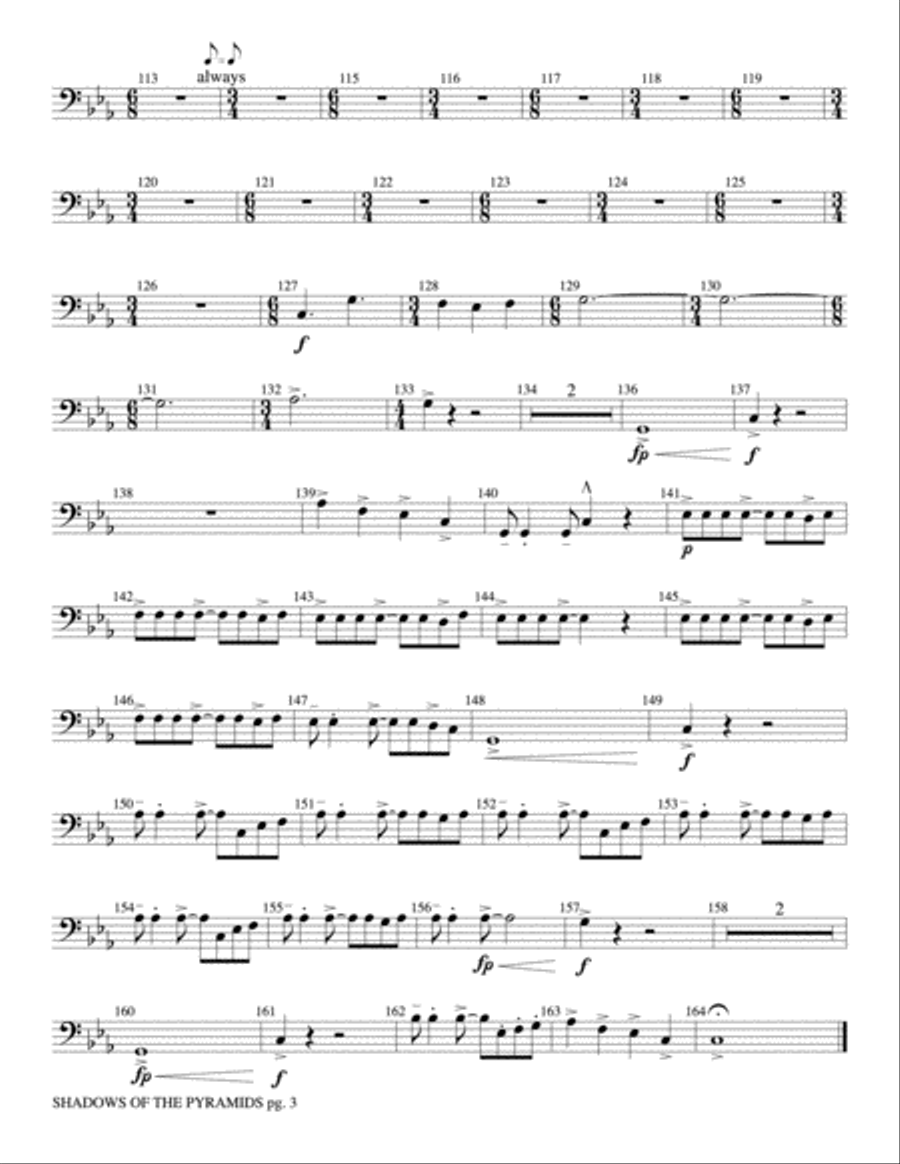 Shadows of the Pyramids: 3rd Trombone Concert Band scores gallery preview page 3