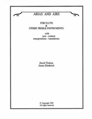 Arias and Airs For Flute or Treble Instruments