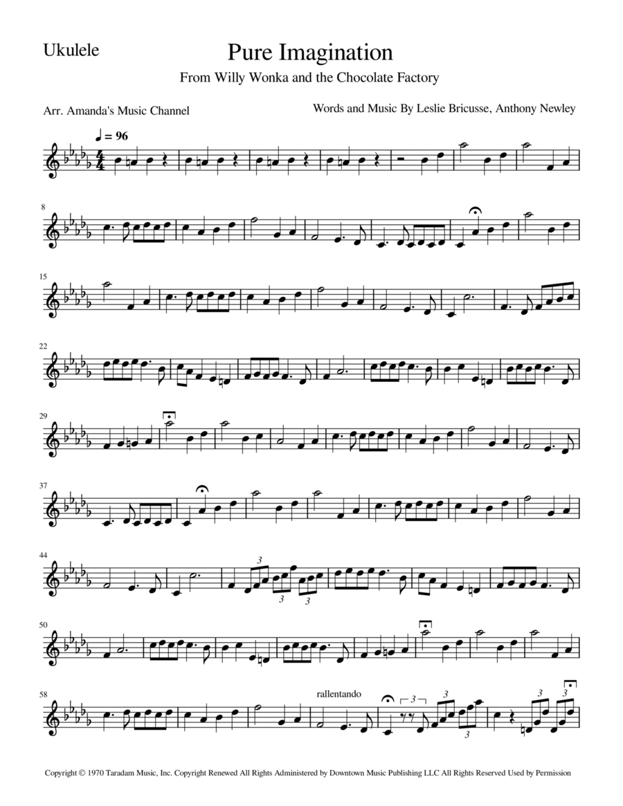 Pure Imagination Ukulele scores gallery preview page 1