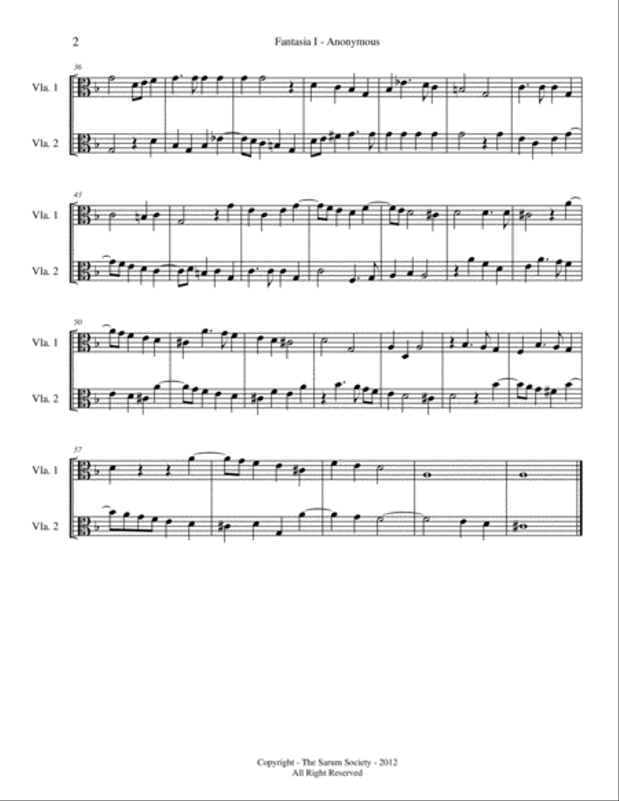 5 RENAISSENCE FANTASIAS for 2 Violas by 16th Century Anonymous Composer (arr. K. L. Knott) Viola scores gallery preview page 2