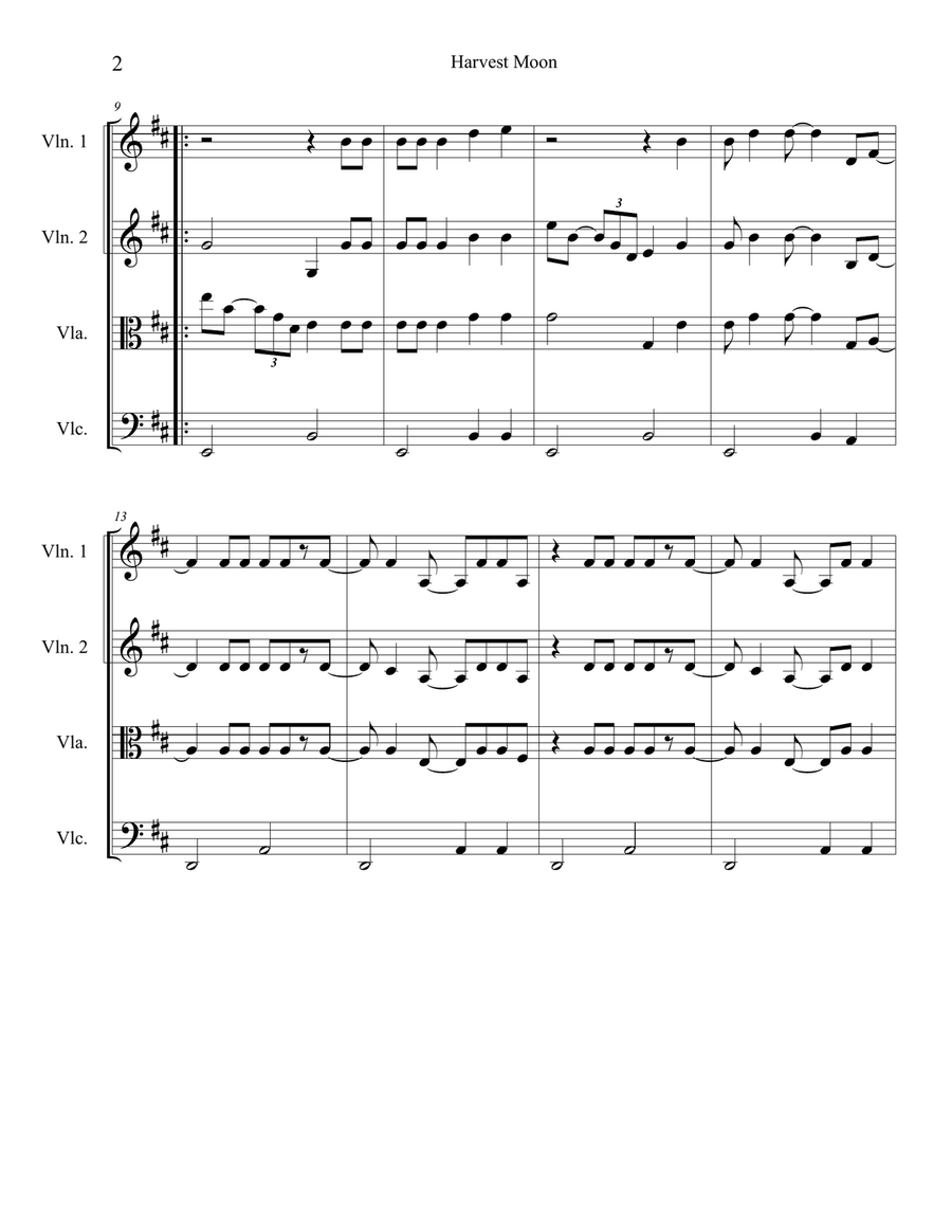 Harvest Moon String Quartet scores gallery preview page 2