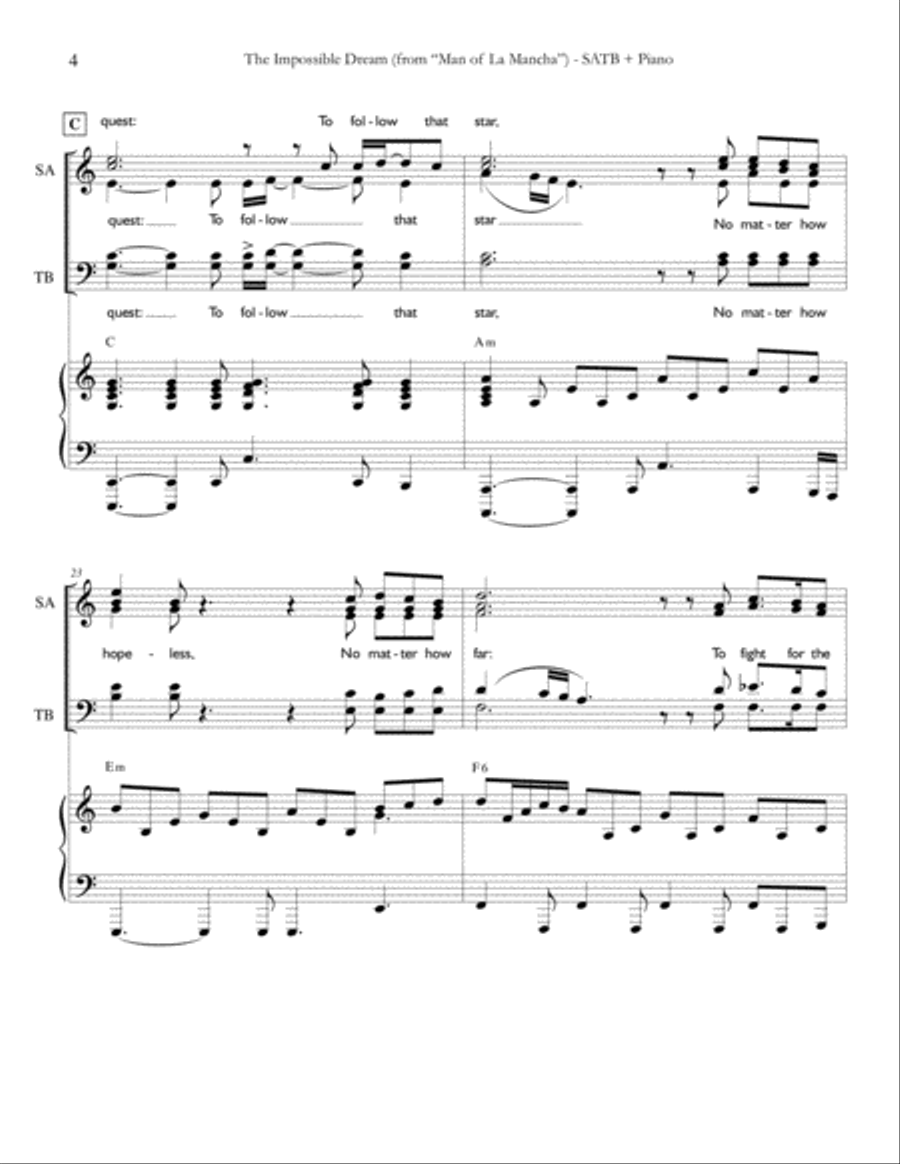 The Impossible Dream 4-Part scores gallery preview page 4