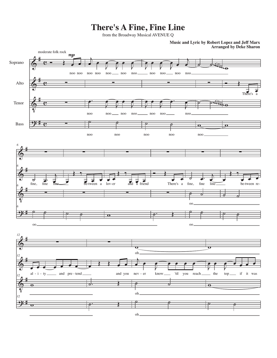 There's A Fine, Fine Line 4-Part scores gallery preview page 1